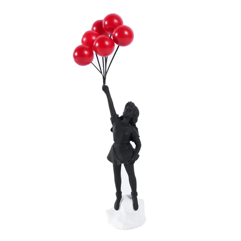 Flying Balloon Girl Figurine Banksy Modern Art Sculpture Resin Figure Craft Decoration Collectible Figurine Ornaments Gifts