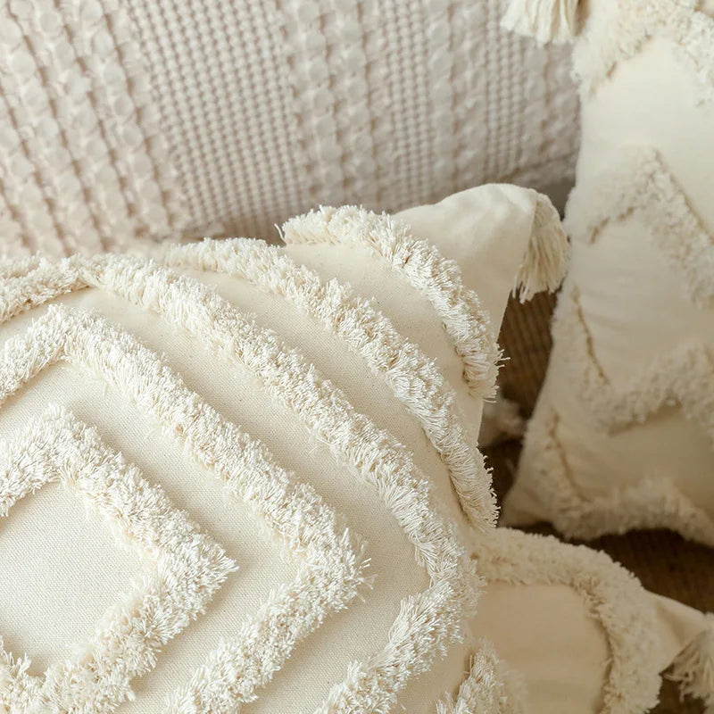 Cotton Tufted Cushion Cover With Tassel Retro Living Room Decorative Pillow Cover For Sofa Home Decor 30x50,45x45cm Pillowcase