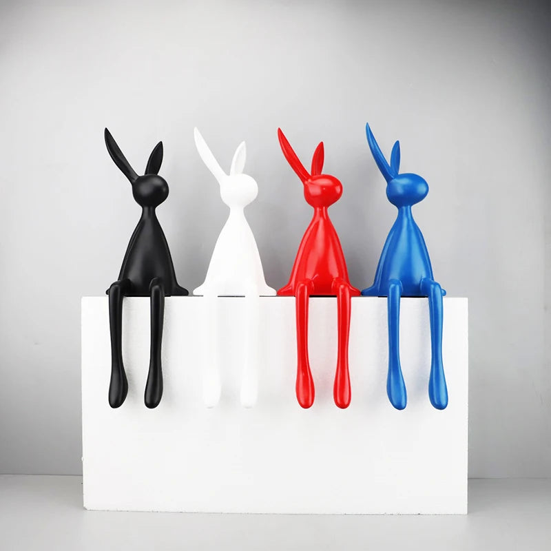 ERMAKOVA Nordic Home Decorate Figurines for Interior Gift Rabbit Statue Christmas Room Decor Abstract Art Sculpture Desk