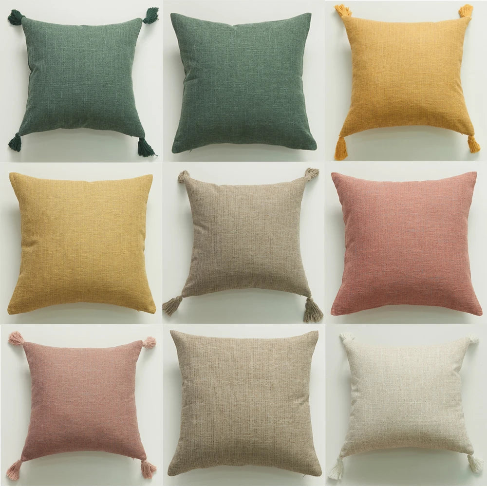 Cushion Cover Pillow Cover Decorative Yellow Linen Home Sofa Pillow Cover For Living Room Car Bedroom Pillowcase