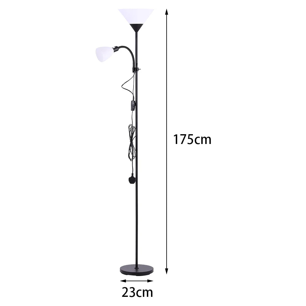 175CM Mother and Child Adjustable Floor Reading Lamp, Black