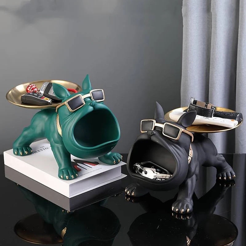 Bulldog Key Storage Ornament Living Room Shoe Cabinet Entryway Tray Housewarming Gift Holiday Decoration