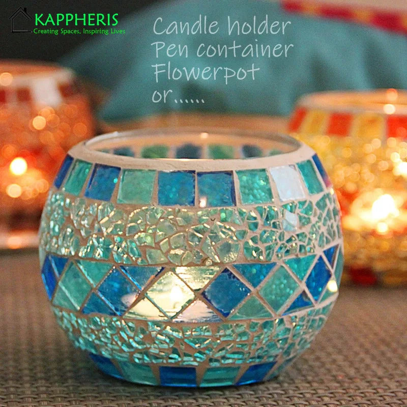 Rainbow Empty Candle Jars DIY Homemade Candle Container Glass Mosaic Jars for Candles Holder Vessel Storage