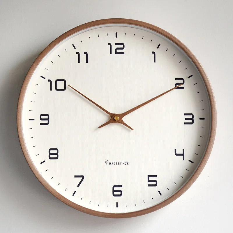 Nordic Solid Wood Wall Clock Living Room Household Clock Decoration Silent Clock Japanese Modern Light Luxury Creative Clock