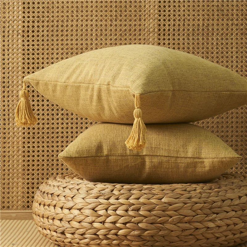Cushion Cover Pillow Cover Decorative Yellow Linen Home Sofa Pillow Cover For Living Room Car Bedroom Pillowcase