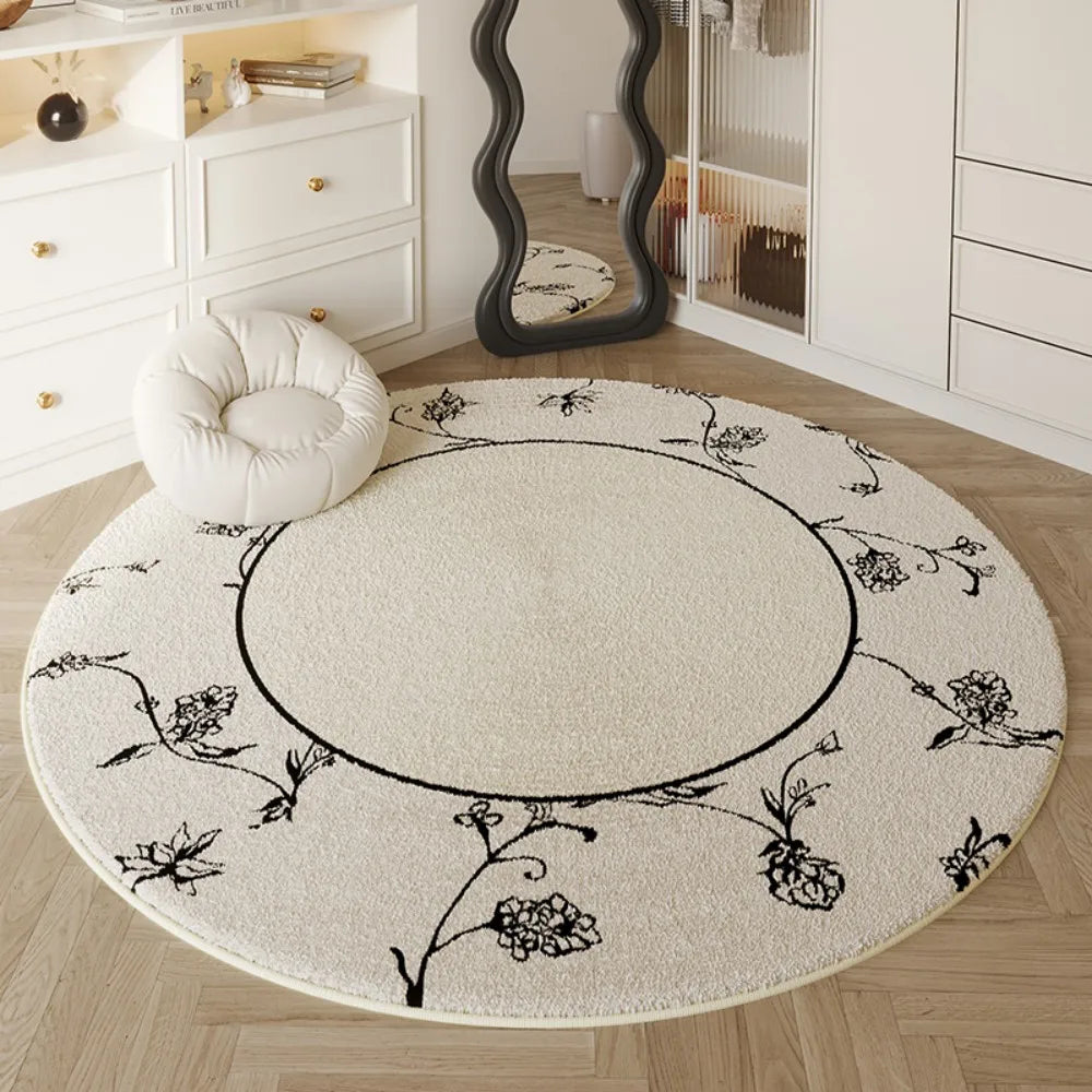 VIKAMA Round Carpet Living Room Bedroom Rug High-End Feeling Makeup Table Cloakroom Rug Chair Floor Mat Home Decoration