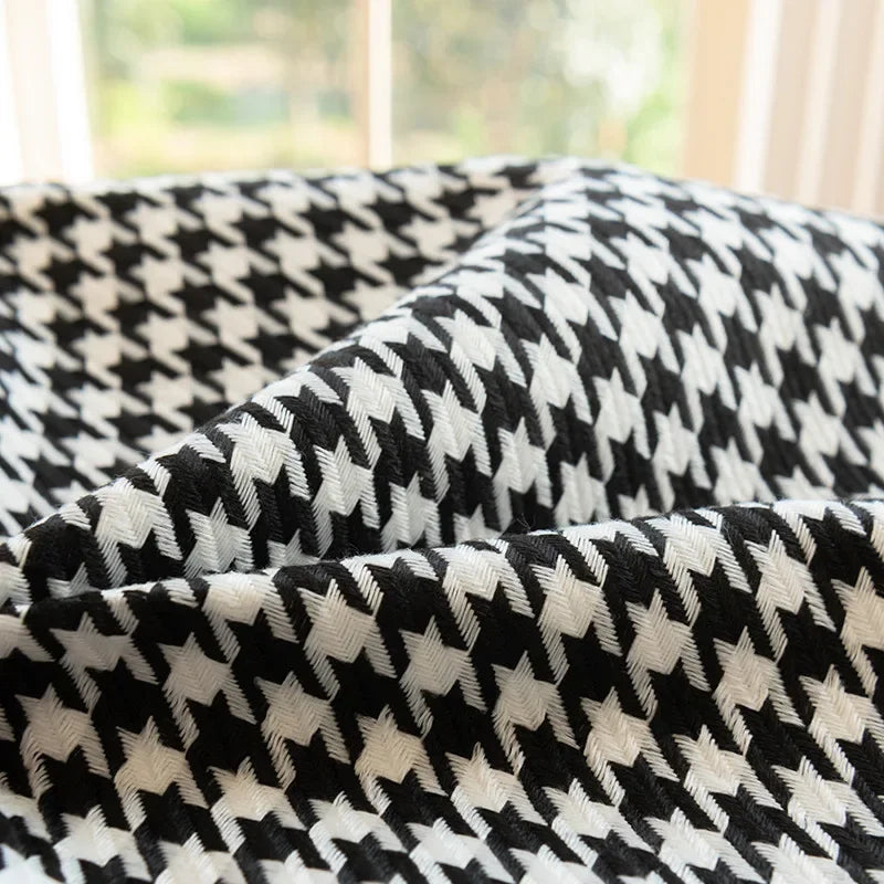 Classic Black and White Houndstooth Pillow Cover for Home Chic Square Weave Houndstooth Cushion Cover for Modern Home Décor