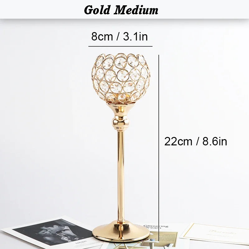 Crystal Candle Holder Modern Tealight Candlestick Home Christmas Party Candle Stand Wedding Dinning Table Centerpiece Decoration