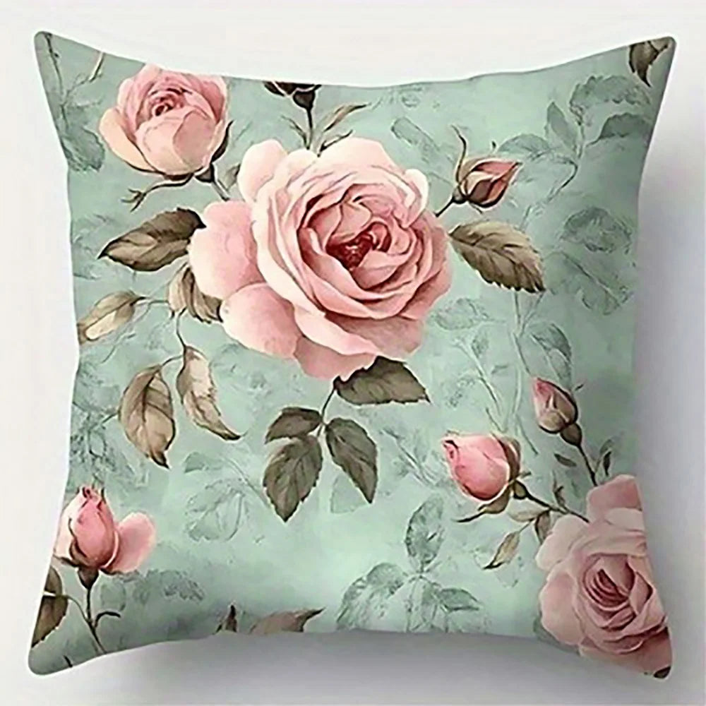Floral Pink Rose Pillowcase DesignSuitable for sofa car bedroom decorative cushion cover pillow cover