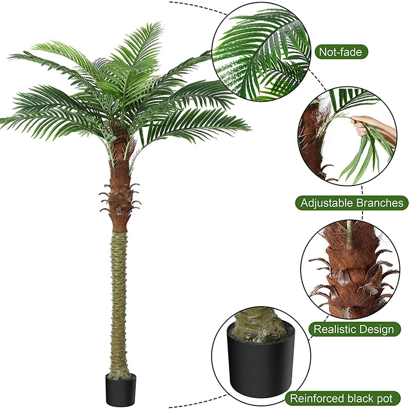 150/180cm/210cm Artificial Coconut Tree Fake Plants Large Green Plants Palm Tree Bonsai Decoration for Home Office Floor Potted