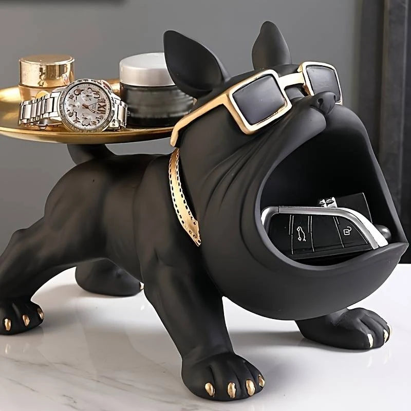 Bulldog Key Storage Ornament Living Room Shoe Cabinet Entryway Tray Housewarming Gift Holiday Decoration