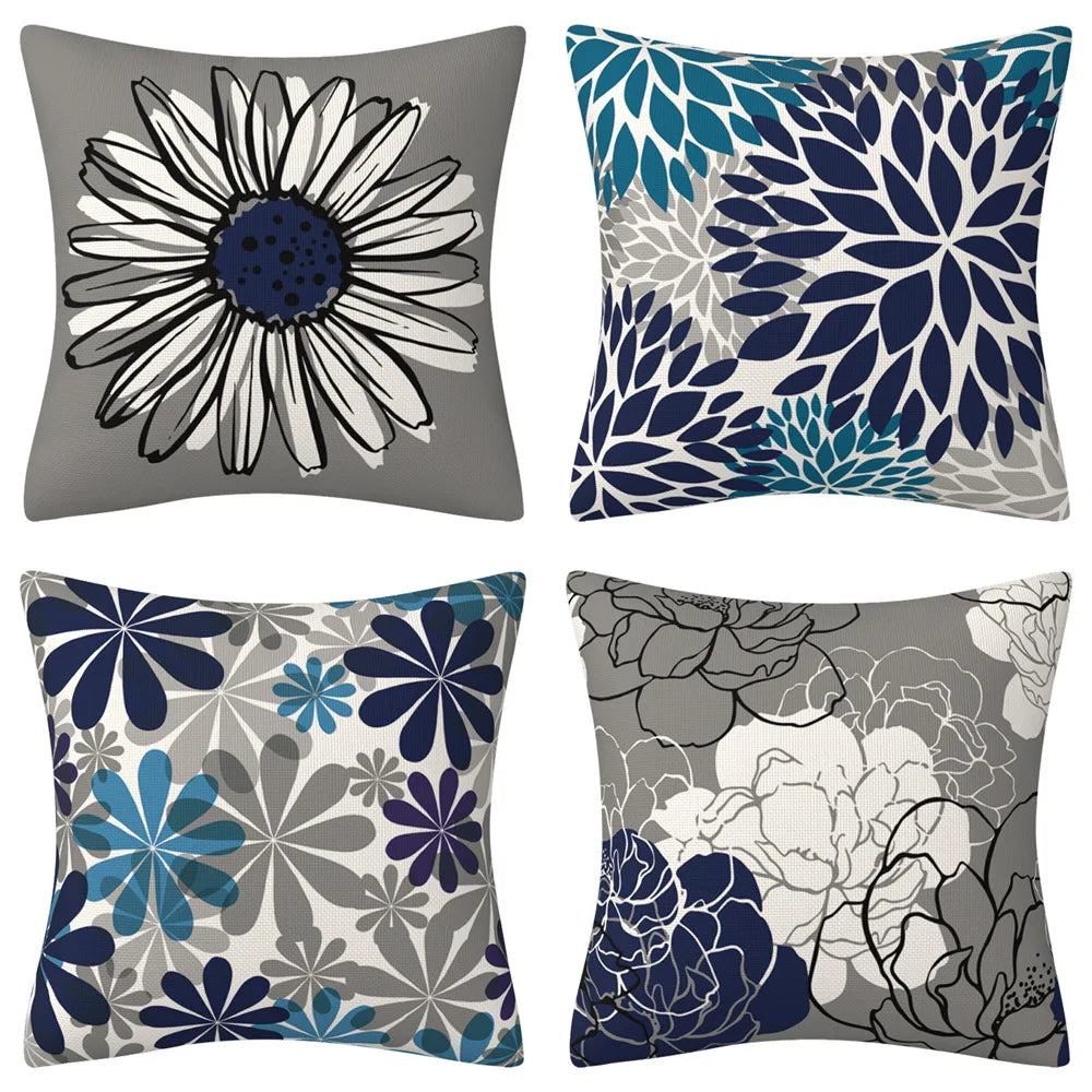 4pcs/set Throw Pillow Case Botanical 45*45cm Square Cushion Cover Decorative Single-Sided Pillow Cover For Living Room Bedroom