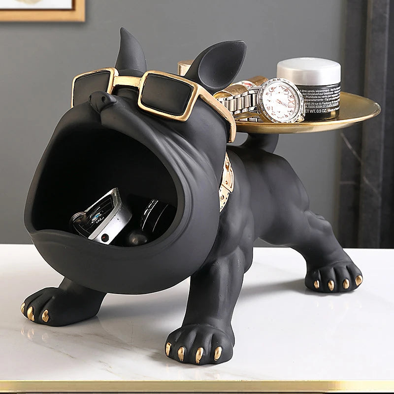 Bulldog Key Storage Ornament Living Room Shoe Cabinet Entryway Tray Housewarming Gift Holiday Decoration