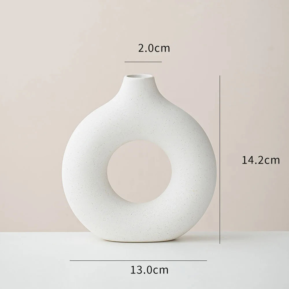 White Vase Home Decor Set of 3 Modern Vase for Table Decor, Nordic Flower Ceramic Vases for Bookshelf, Entry Way, Dining Desk