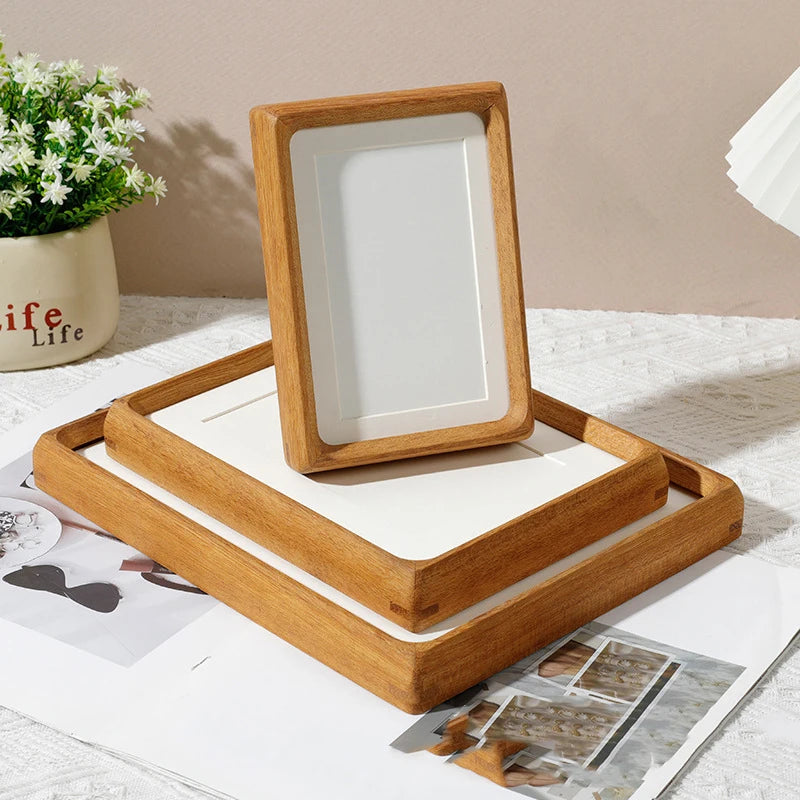 Solid Wood Black Walnut Mortise and Tenon Round Corner Picture Frame Elegant Couple's Photo Frame Display Stand Home Decor