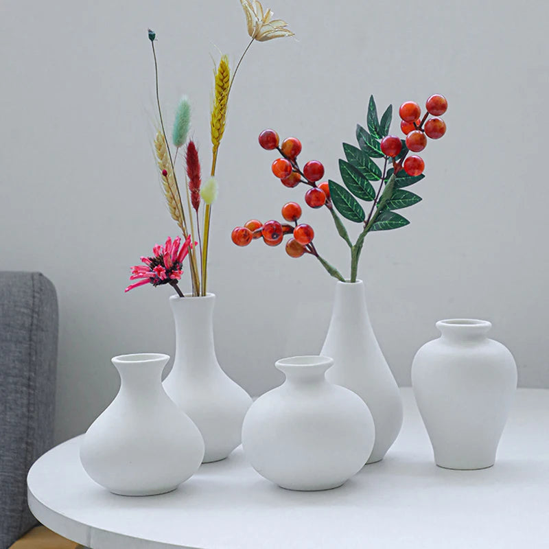 5-piece Set Of Simple Ceramic Vases, Fresh Small Vases, Desktop Decorations, Simple Porch, TV Cabinet, Home Crafts