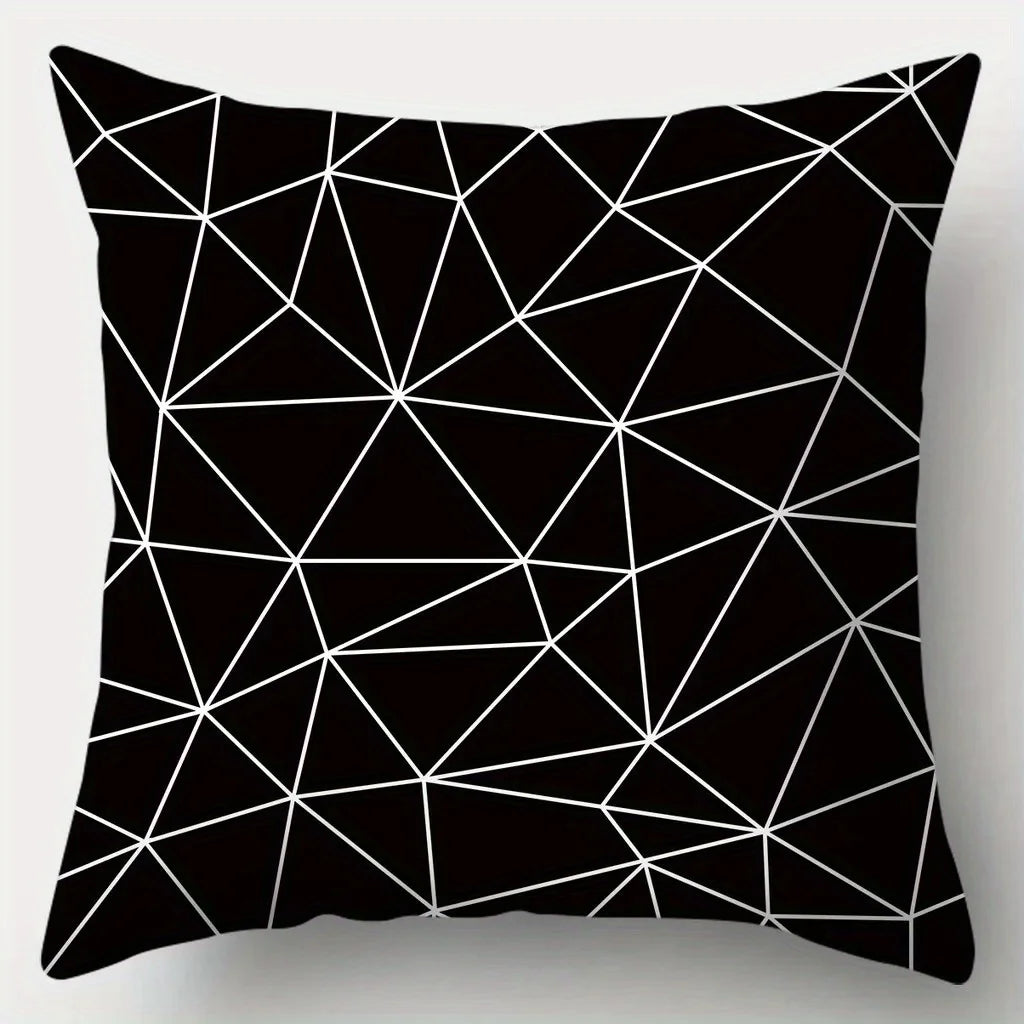 Home Decor Black & White Geometric Pattern Pillow Covers Pattern Cushion Cover Suitable for Sofa Bedroom Car Pillow Cover