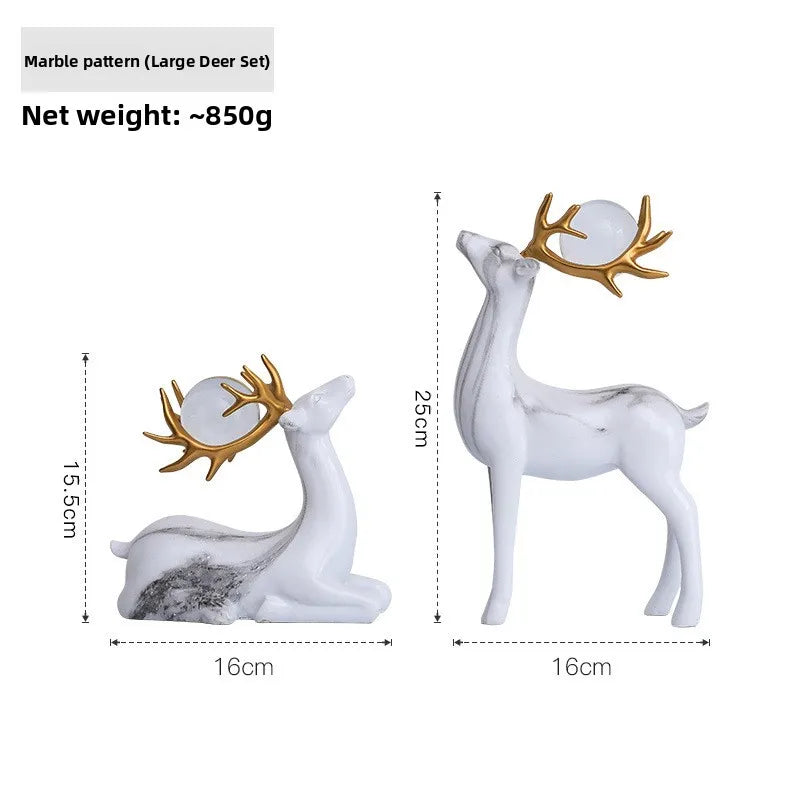 Gold Luxury Nordic Home Art Crts Creative Couple Deer Figurine Living Room TV Cabinet Wine Bar Decorations Modern ma...