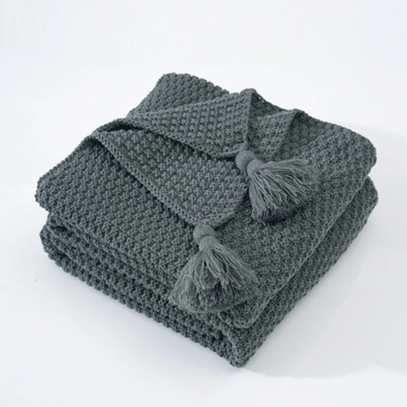 Nordic Wool Blanket Sofa Tassel Knitted Ball Super Warm Cozy Throw Blankets For Office Siesta Air-conditioner Bedspread Bedding