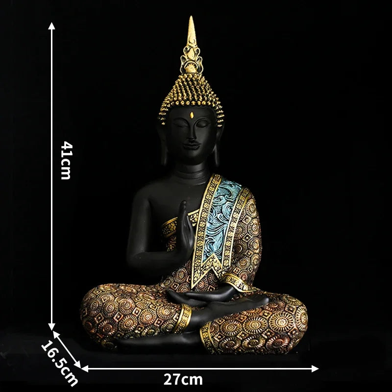 Large Buddha Statue Mysterious Fish Tank Decoration Mini Buddhism Figurine Desk Decor Ornament Hand-Painted Sculpture Sandstone