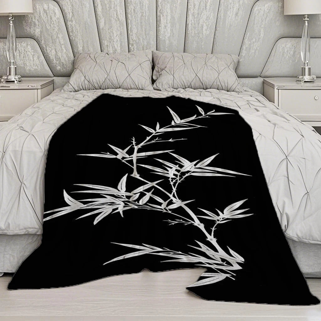 Blue Floral Pattern Microfiber Flannel Cover Blanket Bedroom Living Room Sofa Soft And Comfortable Home Decoration