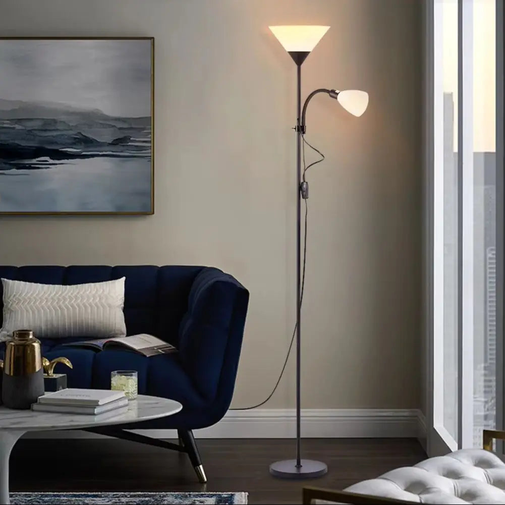 175CM Mother and Child Adjustable Floor Reading Lamp, Black