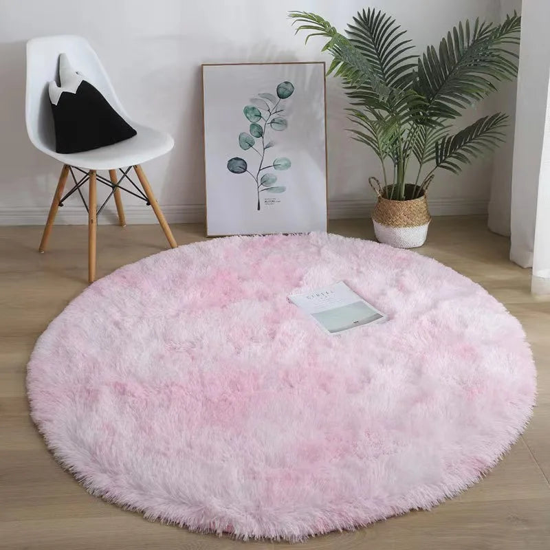 VIKAMA Plush Round Carpet Living Room Plush Solid Color Rug Children's Bedroom Waterproof Blanket Bedside Play Mat Home Decor