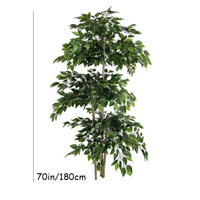 70in Ficus Artificial Tree Large Tropical Plants Plastic Fake Leafs Green Real Touch Banyan Tree For Home Garden Room Shop Decor