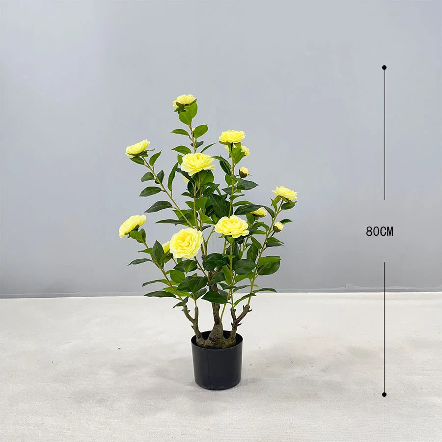 Simulation camellia tree camellia artificial green plant potted home decoration floor plant