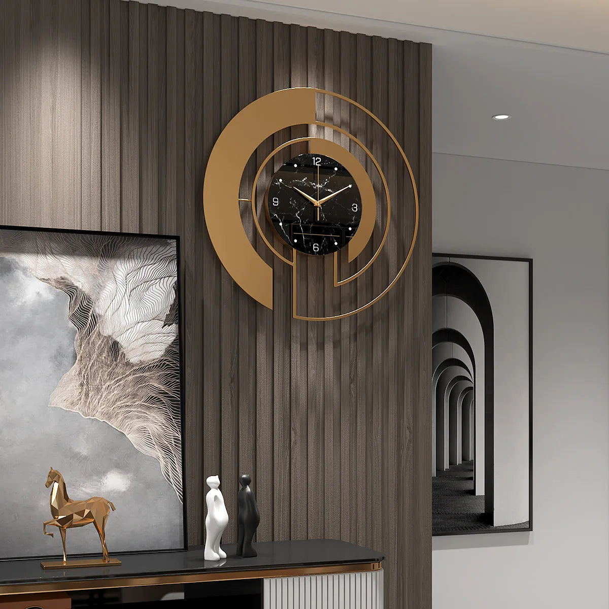 45cm Living Room Luxury Wall Clock Metal Home Clocks Watch Home Decoration Pendant Hotel Lobby Wall Hanging Watch Decor Clock