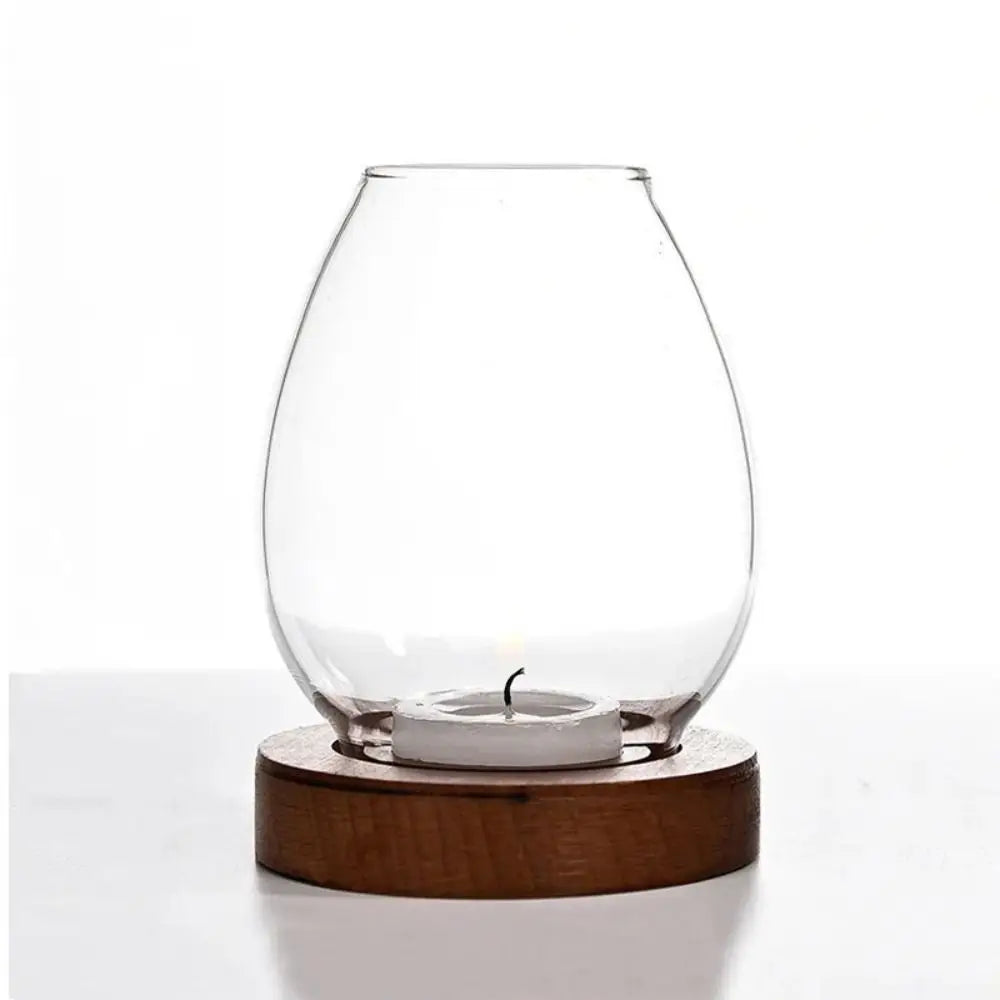Glass Candlesticks with Cup Cover Round Transparent Candle Holders Retro European Style Table Decoration Ornaments Wedding