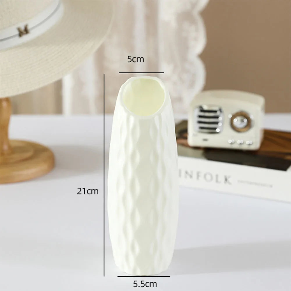 Unbreakable Vase for Flowers Ceramic Look Plastic Vase for Home Decor Living Room Table Wedding Party Living Room Decor Ornament