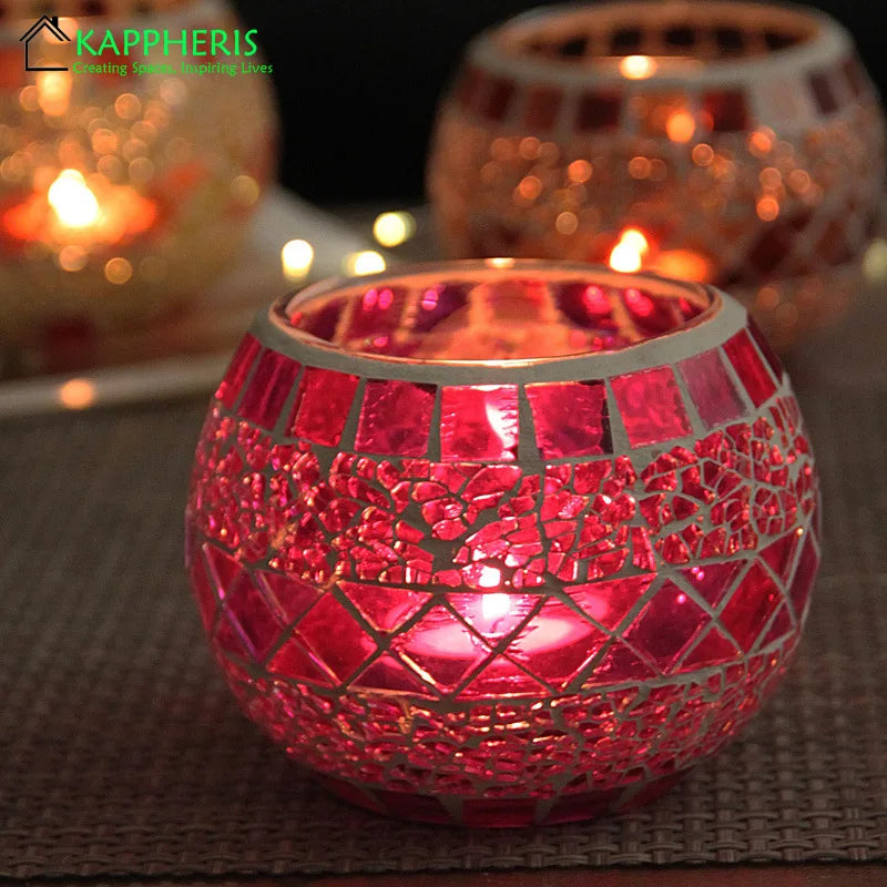 Rainbow Empty Candle Jars DIY Homemade Candle Container Glass Mosaic Jars for Candles Holder Vessel Storage