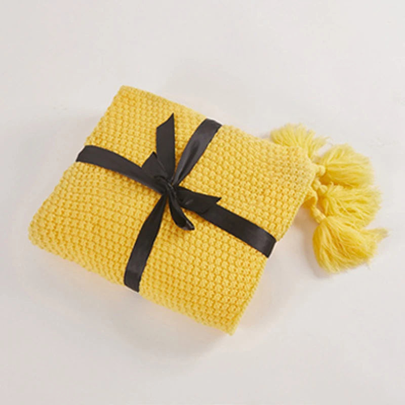Nordic Wool Blanket Sofa Tassel Knitted Ball Super Warm Cozy Throw Blankets For Office Siesta Air-conditioner Bedspread Bedding