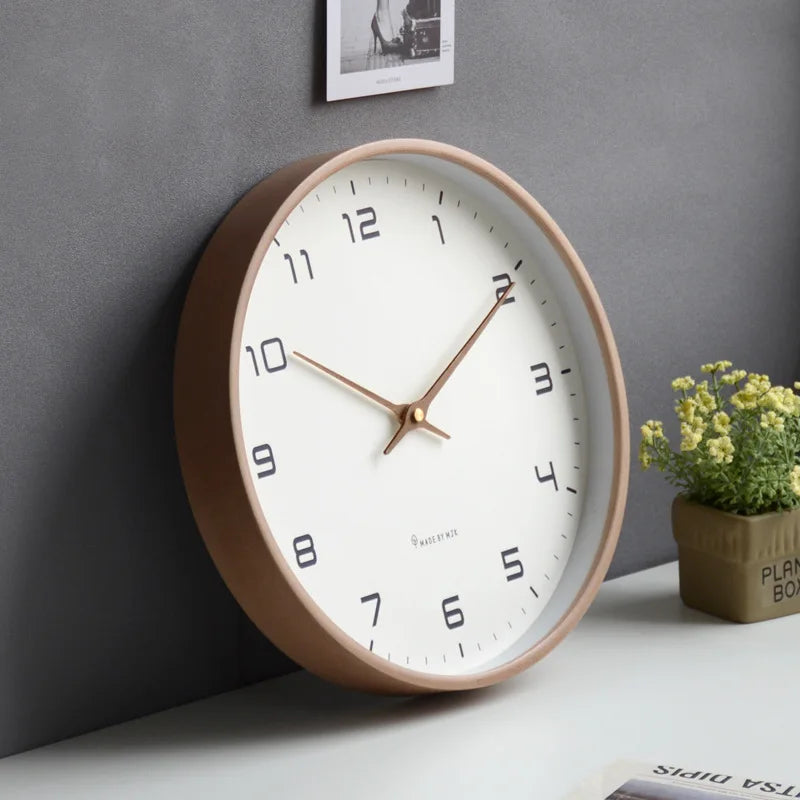 Nordic Solid Wood Wall Clock Living Room Household Clock Decoration Silent Clock Japanese Modern Light Luxury Creative Clock
