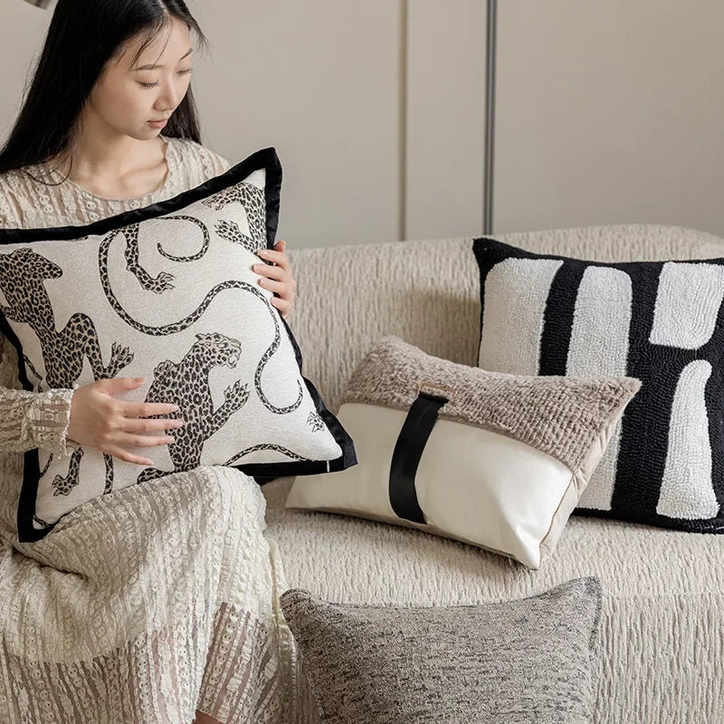 Simplicity Jacquard Embroidered Pillow Covers Decorative Home Decor Cushion Cover Light Luxury Pillowcases with Sense of Design