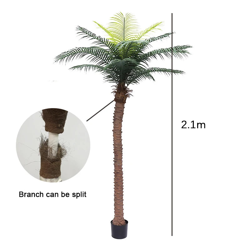 150/180cm/210cm Artificial Coconut Tree Fake Plants Large Green Plants Palm Tree Bonsai Decoration for Home Office Floor Potted