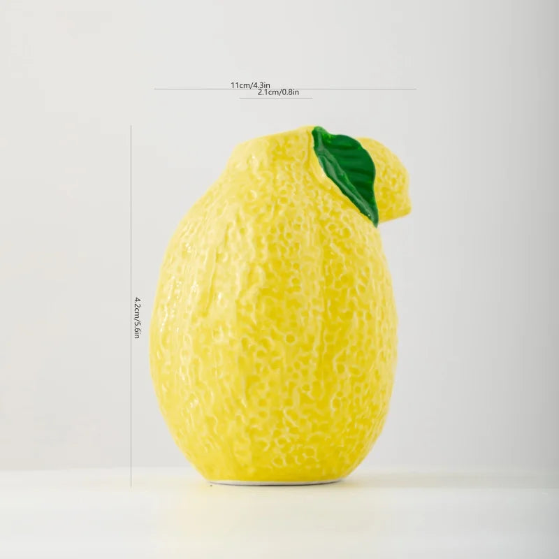 Shumen Lemon Fruit Ceramic Flower Vase for Living Room Table - Simulated Flower Arrangement Set for Luxury and Sophistication De