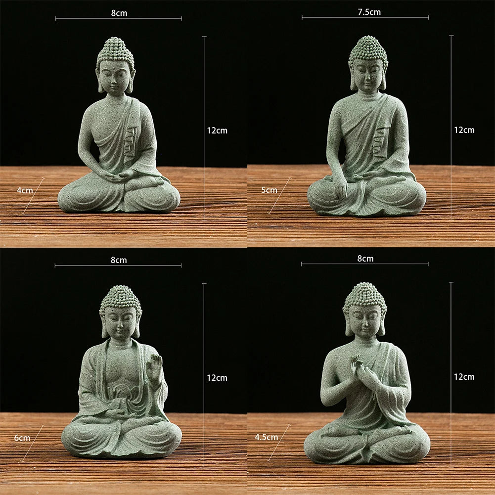 Garden Ornament Sitting Buddha Resin Stone Zen Effect Outdoor Indoor Statue Buddhist Garden Fish Tank Decoration Sitting Buddha