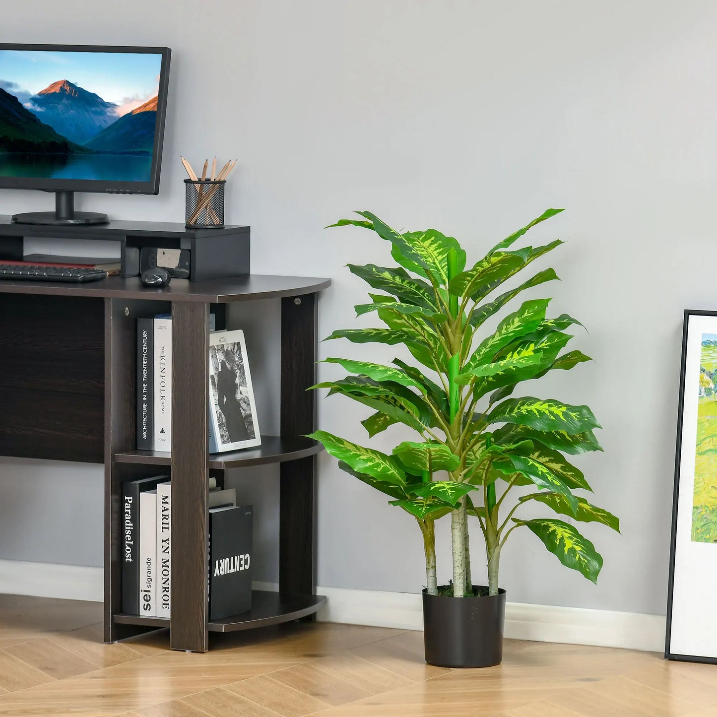 HOMCOM Artificial Evergreen Tree Fake Plant in Pot Indoor Outdoor Decor