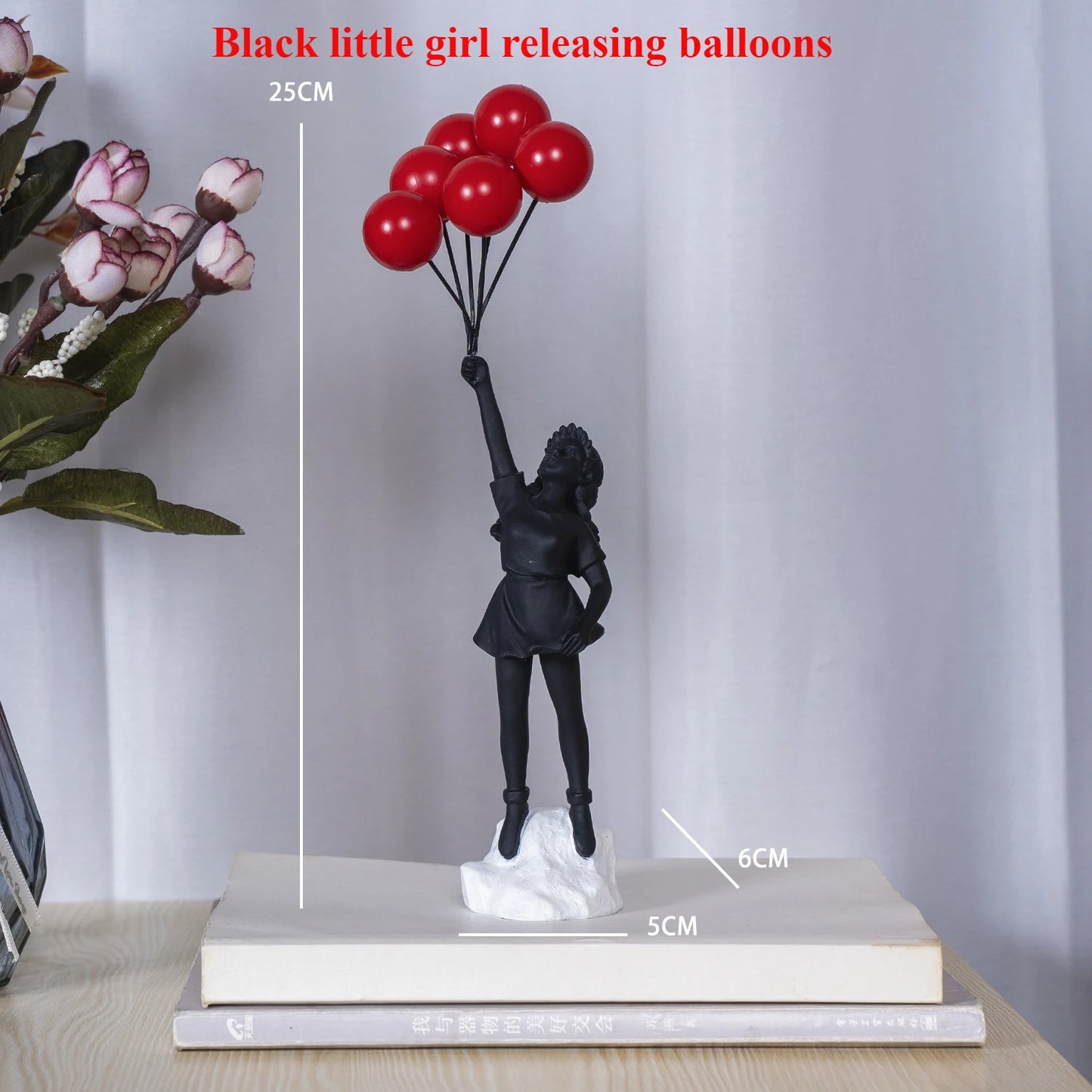 Flying Balloon Girl Figurine Banksy Modern Art Sculpture Resin Figure Craft Decoration Collectible Figurine Ornaments Gifts