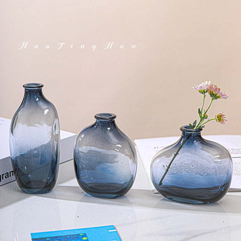 Glass Flower Vase Retro Vase for Flowers Home Decoration Decorative Vase Office Desk Ornament Vases for Centerpieces Florero