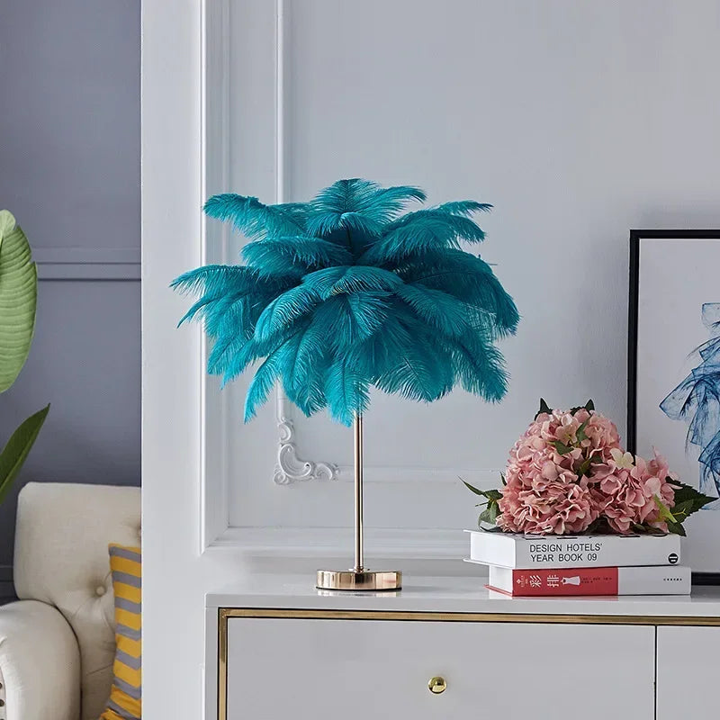 Feather Table Lamp Rechargeable Usb Plug Led Desk Table Lights Bedside Living Room Indoor Lighting Stand Light Night Light