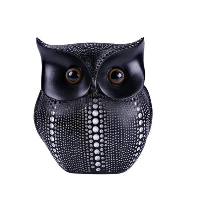 ERMAKOVA 16cm Nordic Golden Owl Statue Figurine Resin Animal Sculpture Crafts Home Living Room Office Decoration Gift