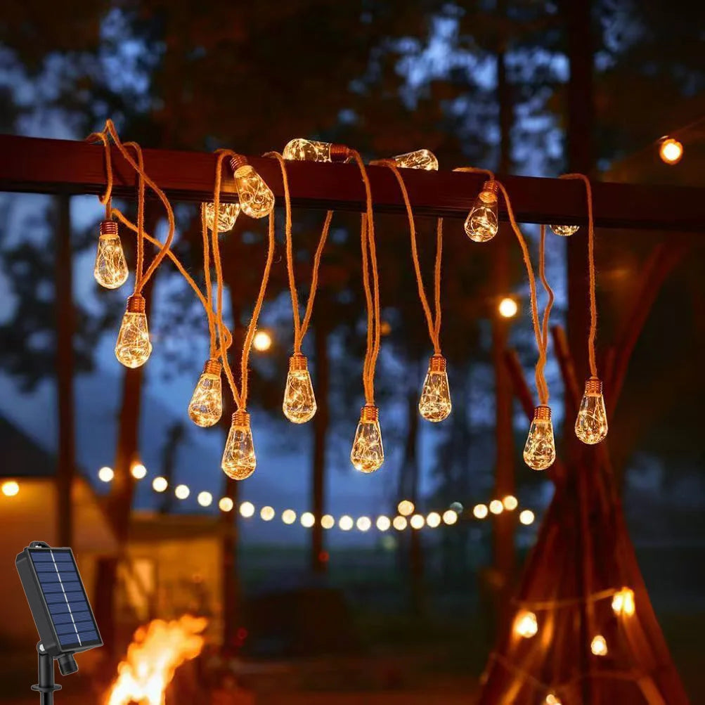 Solar Patio String Light 7m 16 Bulbs 8 Modes Fairy Light Outdoor Waterproof Lamp For Garden Fence Balcony Party Christmas Decor