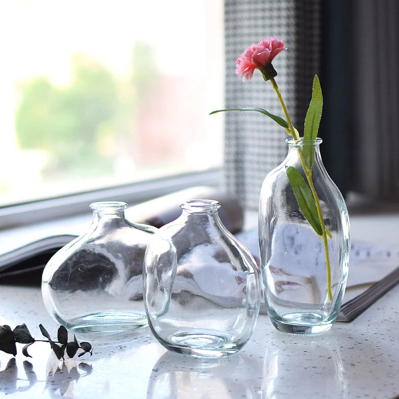 Glass Flower Vase Retro Vase for Flowers Home Decoration Decorative Vase Office Desk Ornament Vases for Centerpieces Florero
