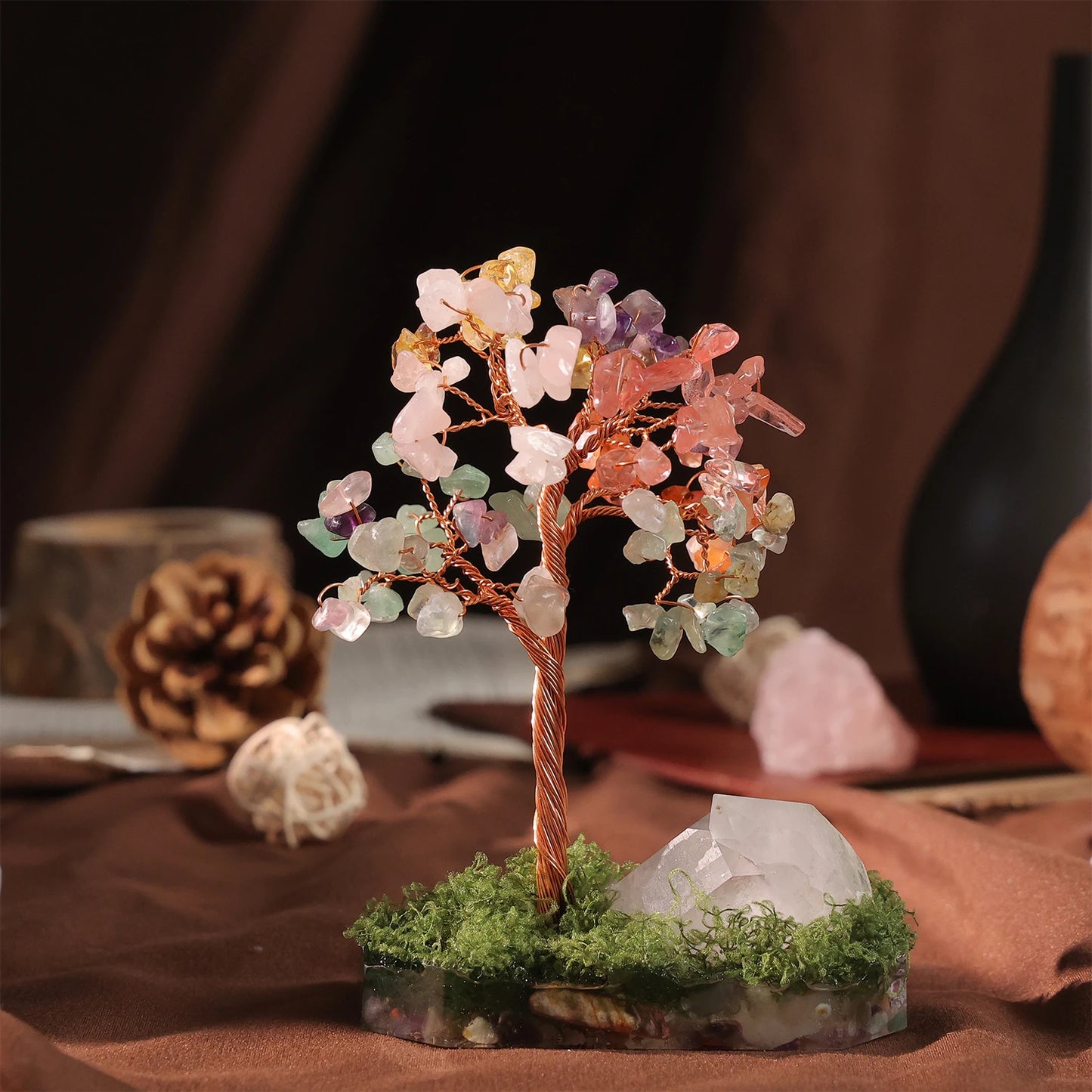 Crystal Money Tree Crystal Stone Rainbow Natural Gem Sitting Floor Style Home Room Study Decoration