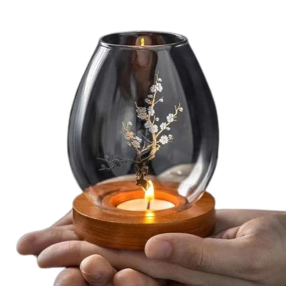 Glass Candlesticks with Cup Cover Round Transparent Candle Holders Retro European Style Table Decoration Ornaments Wedding