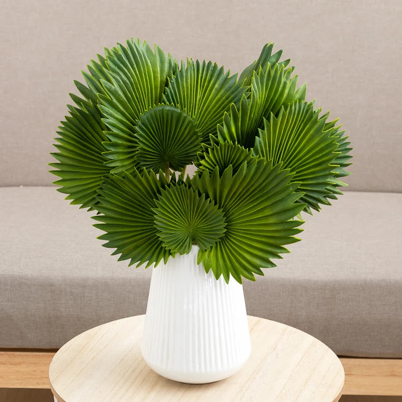 Turtle Back Leaves Artificial Plants Green Wedding Home Garden Outdoor Plant Tropical Party Palm Fan Leaves Wall Decoration