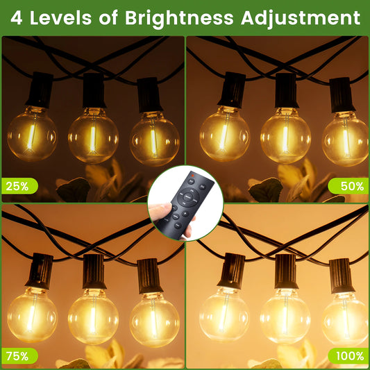 20M/30M/45M Fairy String Lights G40 Patio Garden LED Lights Dimmable Lamp With Remote Control for Wedding Party Christmas Decor